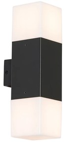 Външна стенна лампа черна с опалов абажур 2-светлина IP44 - Denmark