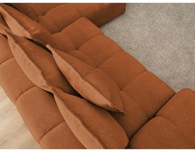 Теракотен шенилов сгъваем/с място за съхранение ъглов диван (десен ъгъл) Everest – Bobochic Paris