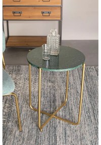 Зелена масичка за кафе с мраморен плот Timpa - White Label