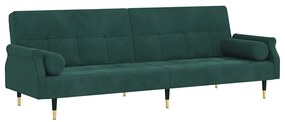 351859 vidaXL Разтегателен диван с възглавници, тъмнозелен, кадифе