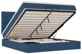 3314120 vidaXL Османска легло с матрак и LED, синьо, 200x200 см, плат