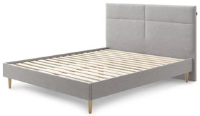 Светлосиво тапицирано двойно легло с решетка 160x200 cm Elyna - Bobochic Paris