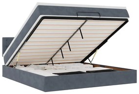 3312777 vidaXL Османска легло с матрак и LED, тъмносиво, 160x200 см, кадифе