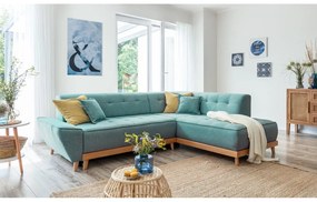 Тюркоаз разтегателен ъглов диван (десен ъгъл) Dazzling Daisy – Miuform
