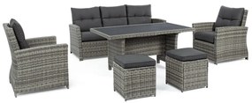 Сив градински комплект от за отдих от изкуствен ратан за 6 Ariel – Bizzotto