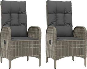 46219 vidaXL Външни столове, 2 бр, полиратан, сиви