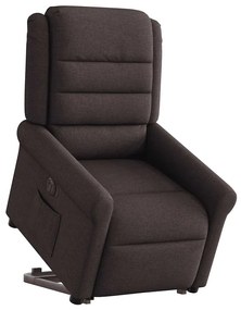 3303339 vidaXL Електрически изправящ реклайнер стол, тъмнокафяв, текстил