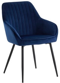 Тъмносини тапицирани трапезни столове в комплект с подлакътници 2 бр. Nolan Stripe – Unique Furniture