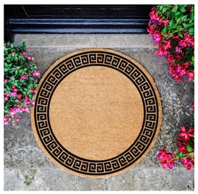 Черна кръгла постелка от естествени кокосови влакна , ⌀ 70 cm Greek Border - Artsy Doormats
