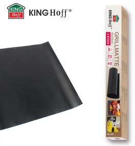 Комплект 3 бр подложки за печене Kinghoff KH 1920, За барбекю/скара, PTFE незалепващо покритие, 40х33 см, Устойчива до 200C, Черен