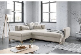 Бежов разтегателен/с място за съхранение ъглов диван (ляв ъгъл/L форма) Scandic Lagom – Miuform