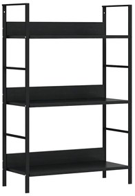 288218 vidaXL Библиотека с 3 рафта, черна, 60x27,6x90,5 см, инженерно дърво