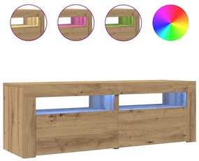 856314 vidaXL ТВ шкаф с LED осветление, 120x35x40 см, инженерно дърво