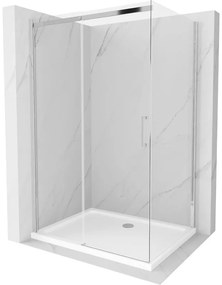 Мексен Омега разтегателна душ кабина 100 x 80 см, прозрачна, хром + подложка Flat - 825-100-080-01-00-4010