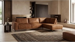 Светлокафяв ъглов диван от изкуствена кожа (десен ъгъл) Copenhagen - Scandic