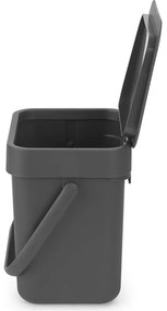 Кош за разделно събиране на боклук Brabantia Sort&Go 1003230, 3 л, Дръжка, Възможност за стенен монтаж, Тъмносив
