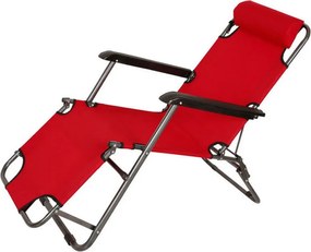 Шезлонг Muhler C2078 1005235, 153х60х78 см, До 100 кг, Сгъваем, Червен