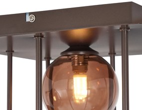 Дизайнерска таванна лампа бронз с бронзово стъкло 9-лампи - Атина