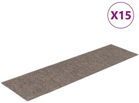 326933 vidaXL Изтривалки за стълби, самозалепващи се, 15 бр., 76x20 см, бежови, правоъгълни