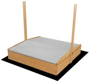 Детски пясъчник със сив покрив 120 x 120 cm