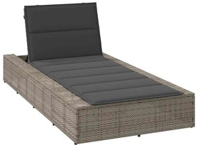 4104204 vidaXL Шезлонг с плаваща възглавница Grey Poly Rattan