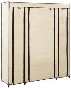 282435 vidaXL Гардероб с отделения и лостове, кремав, 150x45x176 см, плат