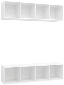 3079781 vidaXL ТВ шкафове за стенен монтаж, 2 бр, бели, инженерно дърво