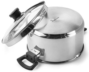 Тенджера Luigi Ferrero Sophia FR-3406, 26x14 см, 7 л, Стомана 18/10, Стъклен капак, Индукция, Инокс