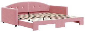 3197311 vidaXL Канапе с изтеглящо разтегателно легло розово 100x200 см кадифе