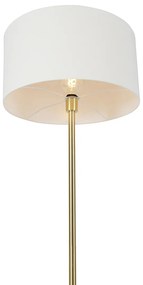 Подова лампа месинг с бял абажур 50 см - Simplo