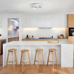 Бяло LED осветително тяло за таван с дистанционно управление и вентилатор Alan – SULION