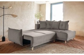 Светлокафяв велурен разтегателен диван (десен ъгъл) Lazy Lukka - Miuform