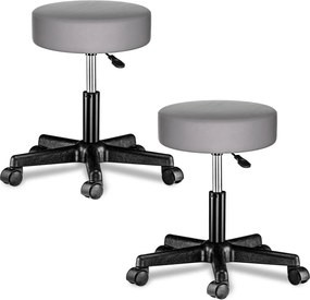 Козметичен стол на колелца 360°, регулируем - комплект от 2 Черен