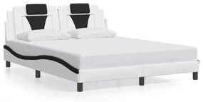 3208109 vidaXL Рамка за легло Viana без матрак, бяла, черна, 160x200см, изкуствена кожа