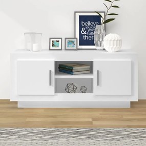 811790 vidaXL ТВ шкаф, бял, 102x35x45 см, инженерно дърво
