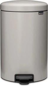Кош за боклук с педал Brabantia NewIcon 1010441, 20 л, Плавно затваряне, Противоплъзгаща основа, Светлосив