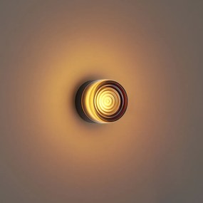 Дизайнерска стенна лампа тъмен бронз с кехлибарено стъкло IP44 - Michele