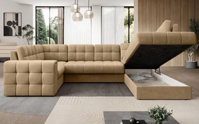 Ъглов диван Bale U-Тъмнобежов-Десен