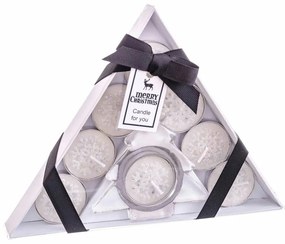 Чаена комплект свещи и свещник 8 бр. с коледен мотив – Casa Selección