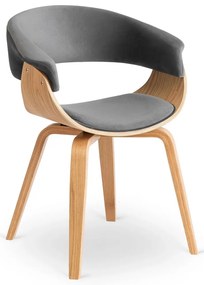 Тапициран кадифен фотьойл GARY - различни цветови варианти златен дъб - сив