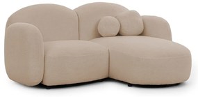 Светлокафяв ъглов диван от прежда с примки от букле (десен ъгъл) Orbit – Ropez