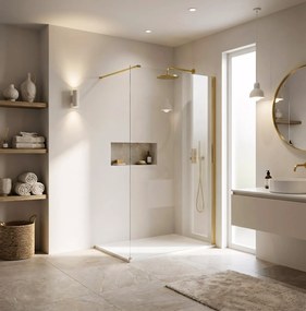 Параван за душ Rea Flexi Transparent / Gold 90