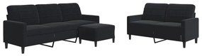 3278406 vidaXL Комплект дивани от 3 части с възглавници, черен, кадифе
