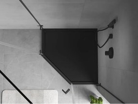 Mexen Flow петостенен плосък душ корито 90 x 90 см, черен мат - 46P709090