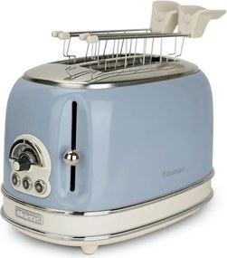Тостер за хляб Ariete VINTAGE 0155/05, 810W, 2 филии, 3 функции, 6 степени, Подвижна тава за трохи, Син