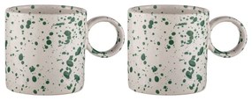 Бяло-зелени чаши в комплект от 2 броя, изработени от керамика 450 ml Carnival - Ladelle