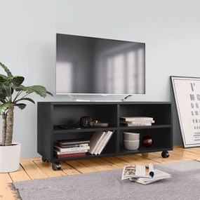 800181 vidaXL ТВ шкаф с колелца, черен, 90x35x35 см, инженерно дърво