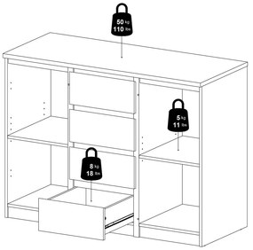 Скрин от дъбов декор в естествен цвят 121x91x50 cm Naia – Tvilum