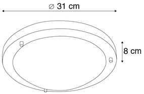 Модерна таванна лампа стомана 31 см IP44 - Yuma