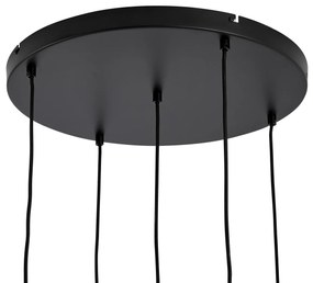 Хотелски шик висяща лампа черна и златна със зелено стъкло 5-лампи - Zuzanna